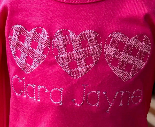 Gingham Heart Trio - Long Sleeve Tee